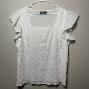 Merokeety White Ruffle Sleeve Blouse